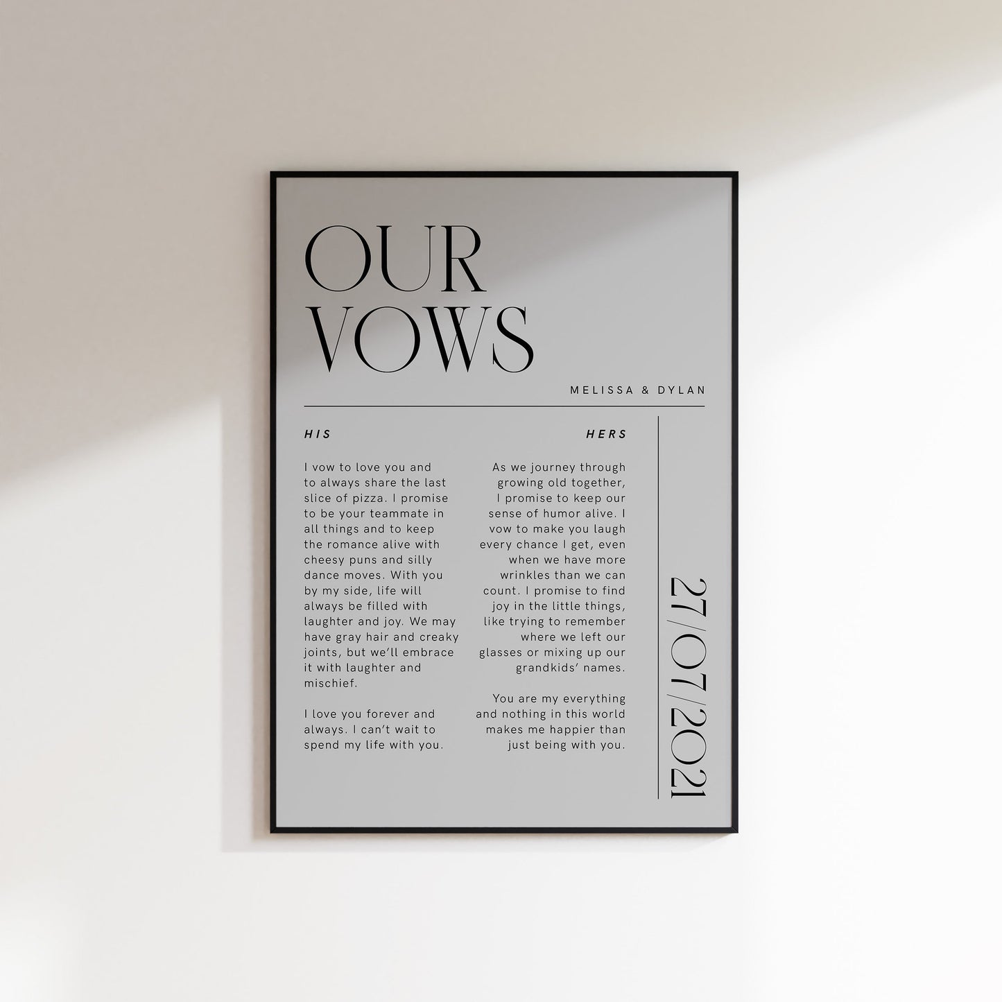 Personalised Wedding Vows Print