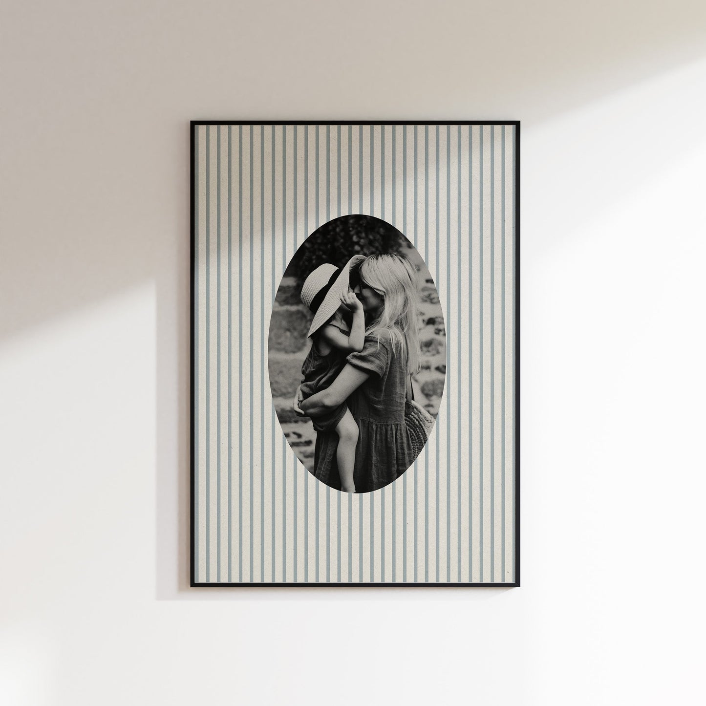 Fabric Inspired Wide Stripe Photo Print Oval
