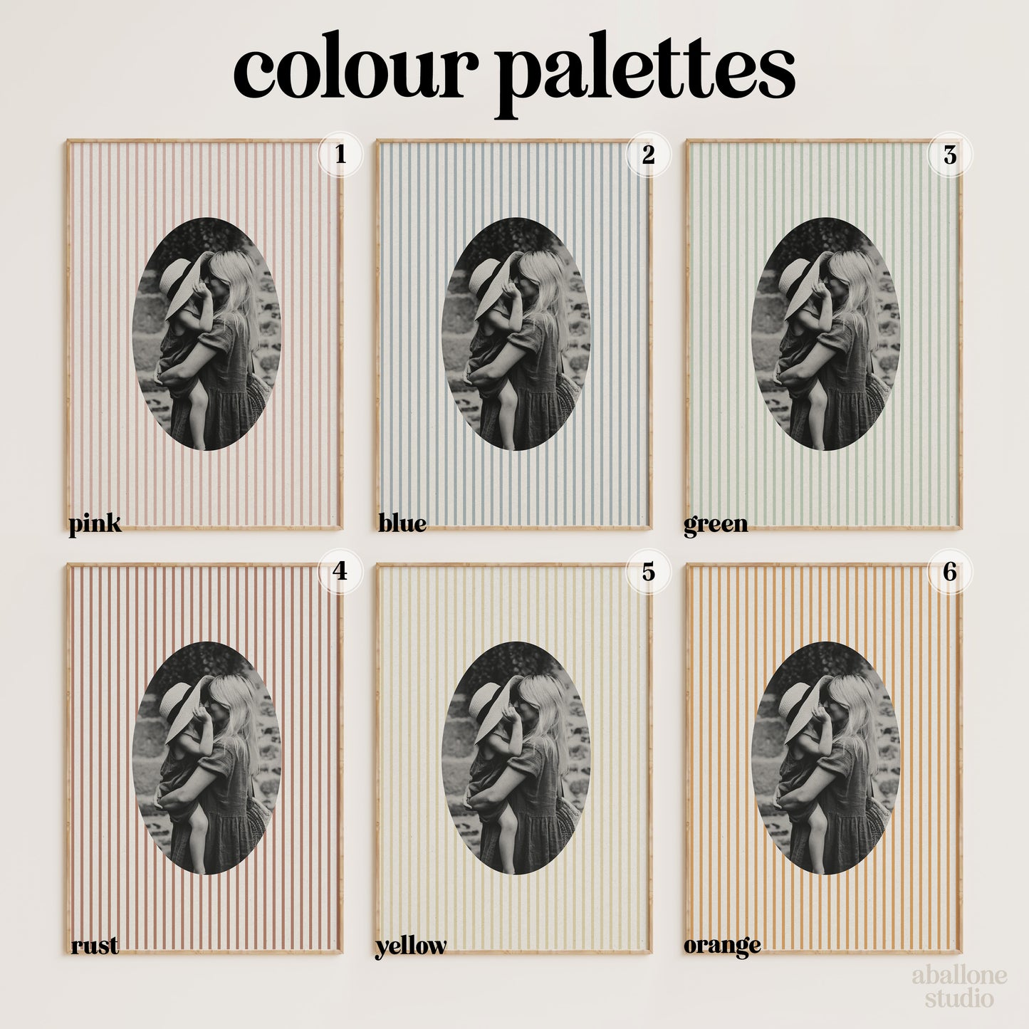 Fabric Inspired Wide Stripe Photo Print Oval