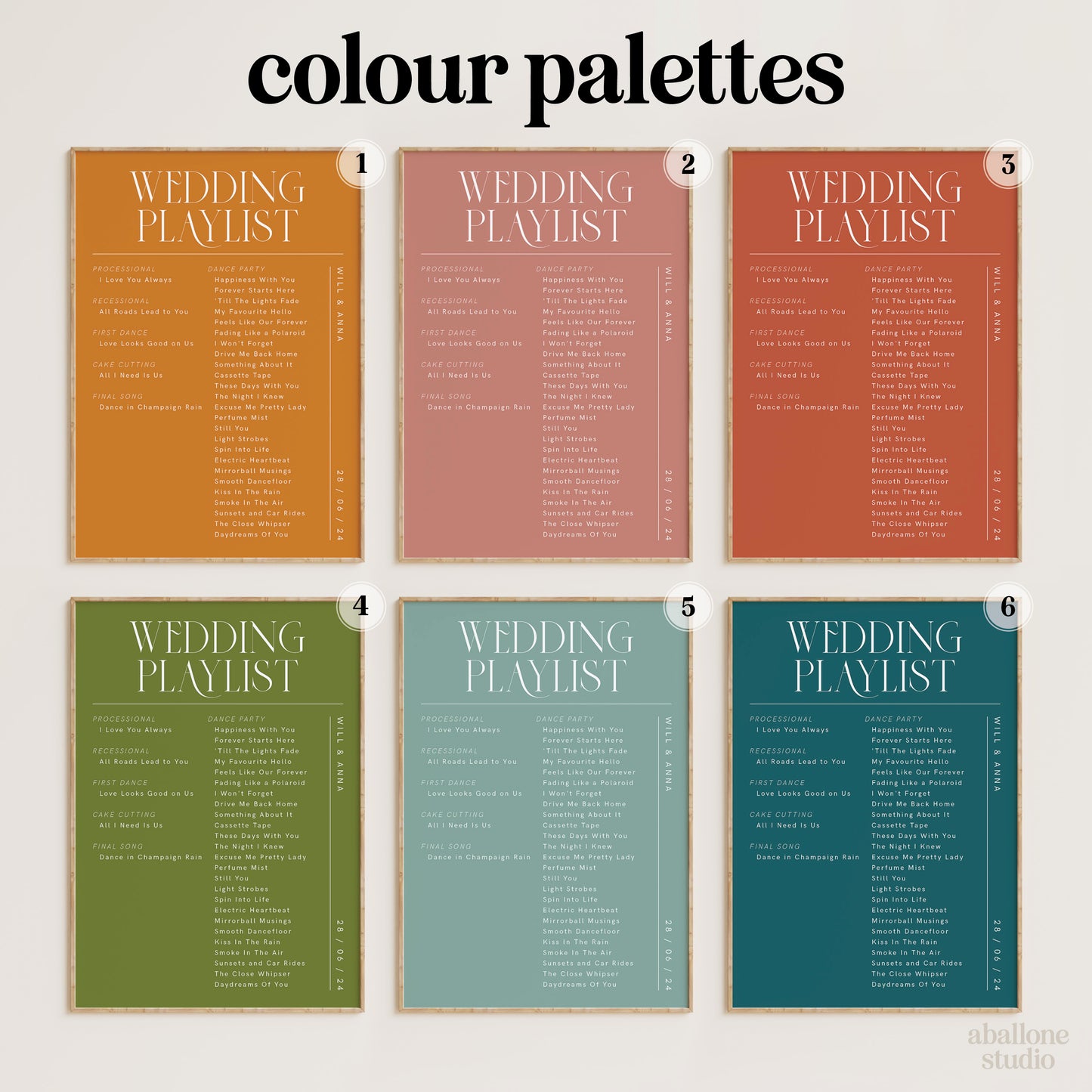 Wedding Playlist Custom Song List Print In Colour
