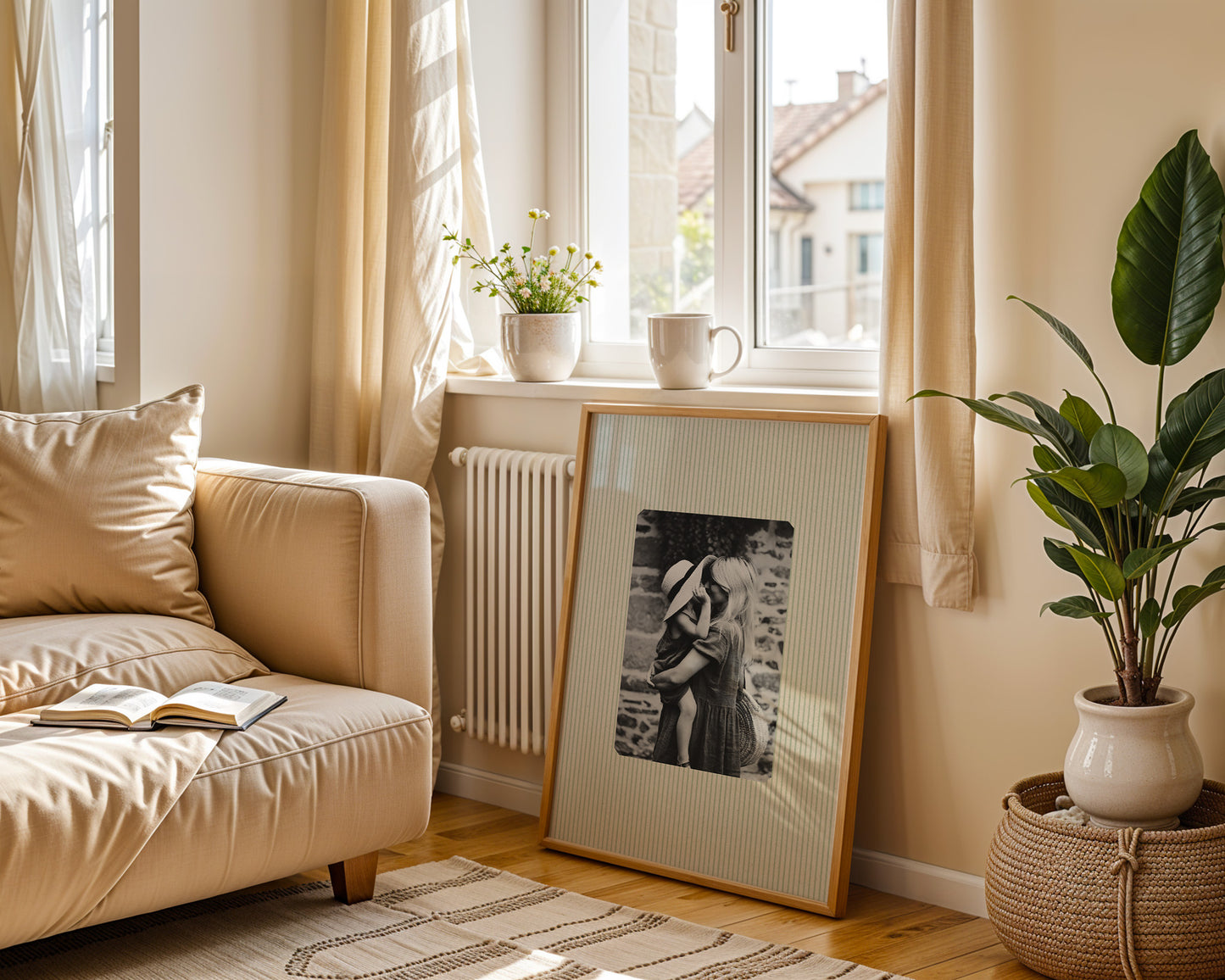 Fabric Inspired Striped Photo Print Square