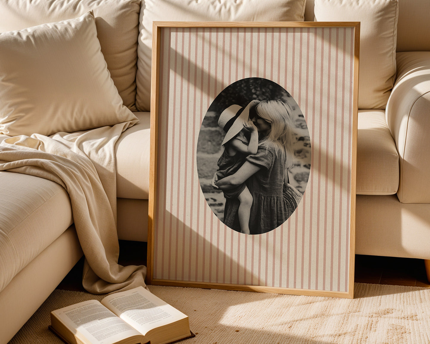 Fabric Inspired Wide Stripe Photo Print Oval