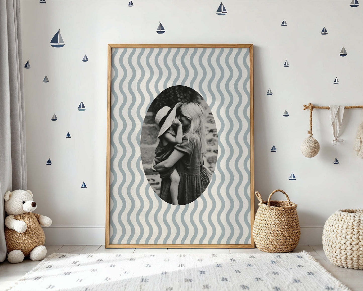 Fabric Inspired Wave Photo Print Oval