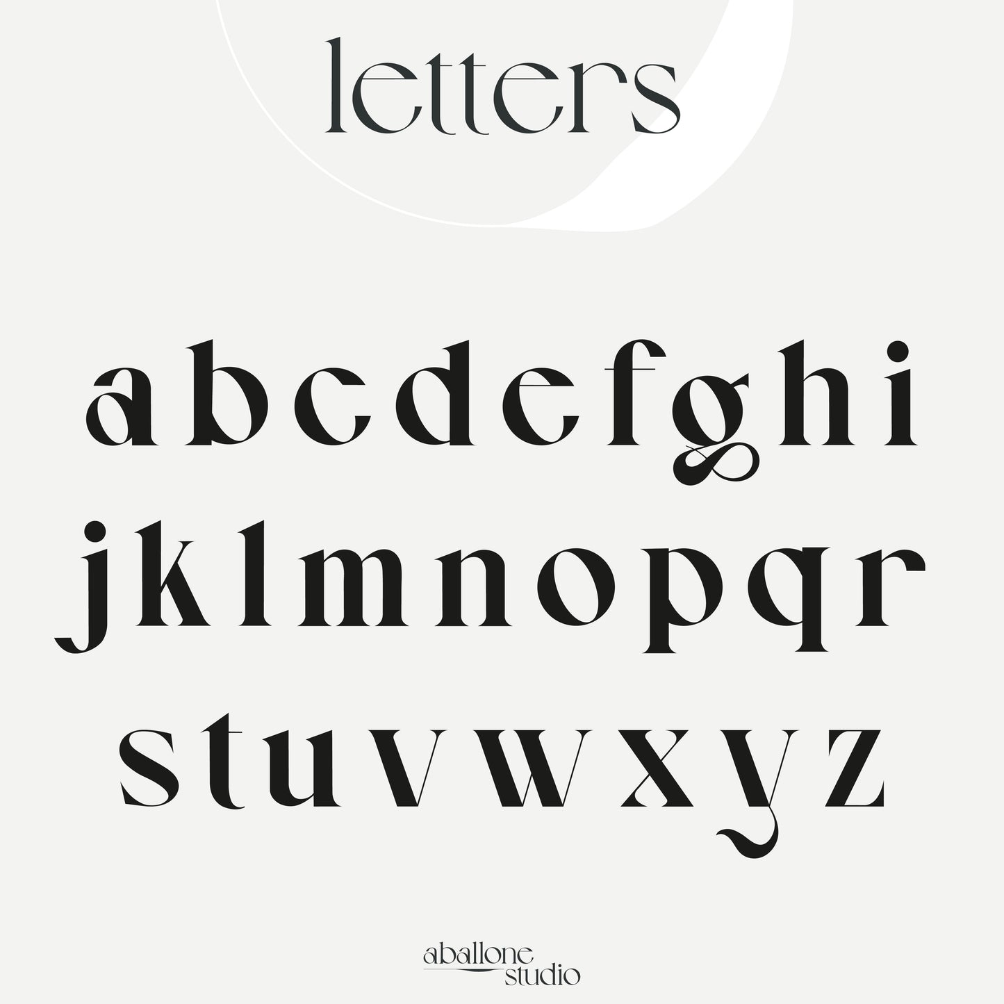 Examples of letters used in custom intials card