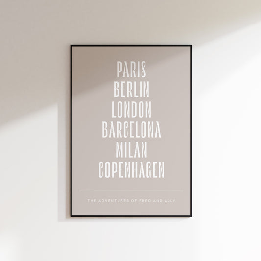 Multiple Locations Travel Print