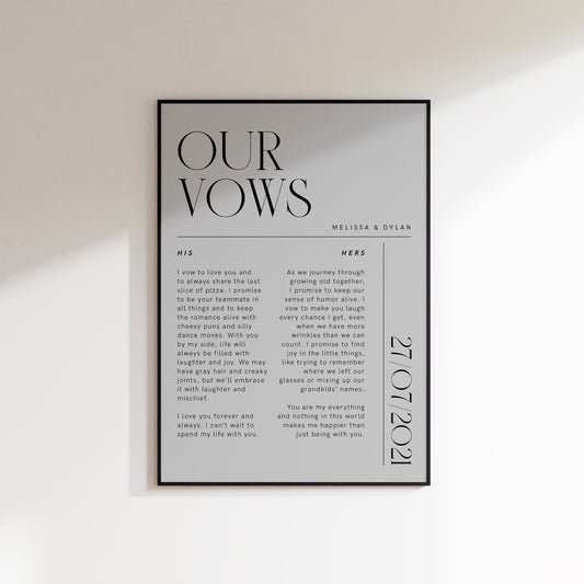 Personalised Wedding Vows Print
