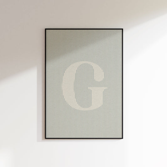 Fabric Inspired Striped Letter Initial Print