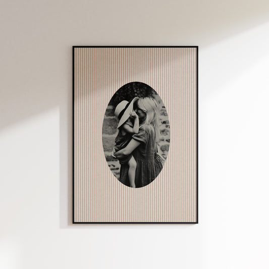 Fabric Inspired Striped Photo Print Oval