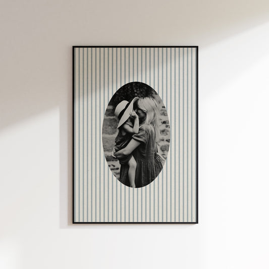 Fabric Inspired Wide Stripe Photo Print Oval