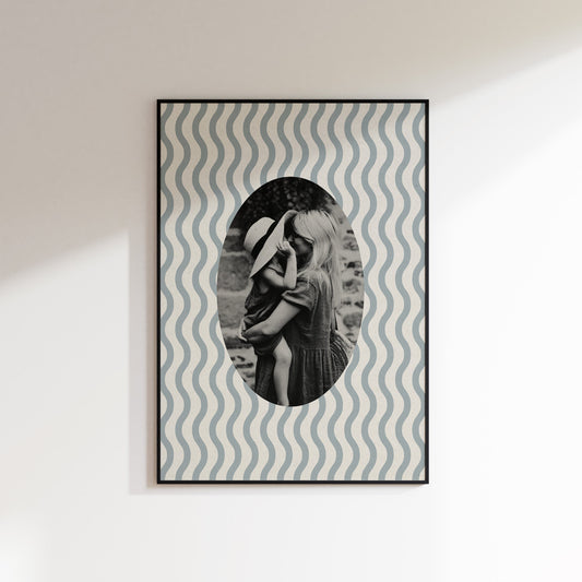 Fabric Inspired Wave Photo Print Oval