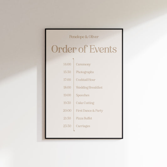 Wedding Order of Events Print