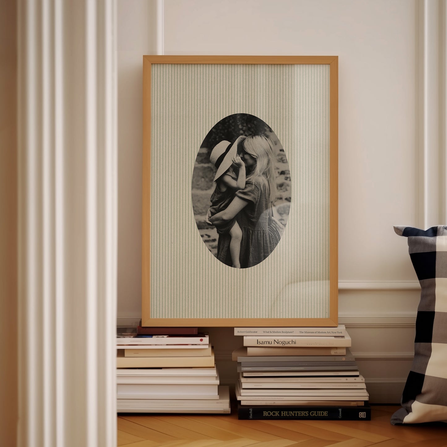Fabric Inspired Striped Photo Print Oval