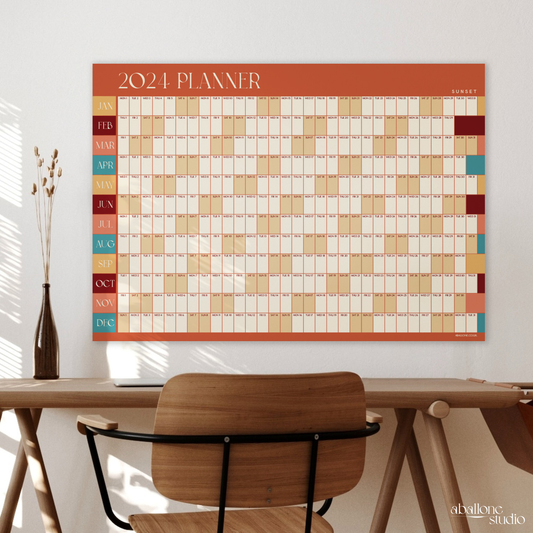 2024 Wall Planner A2 Calendar in Sunset Tones