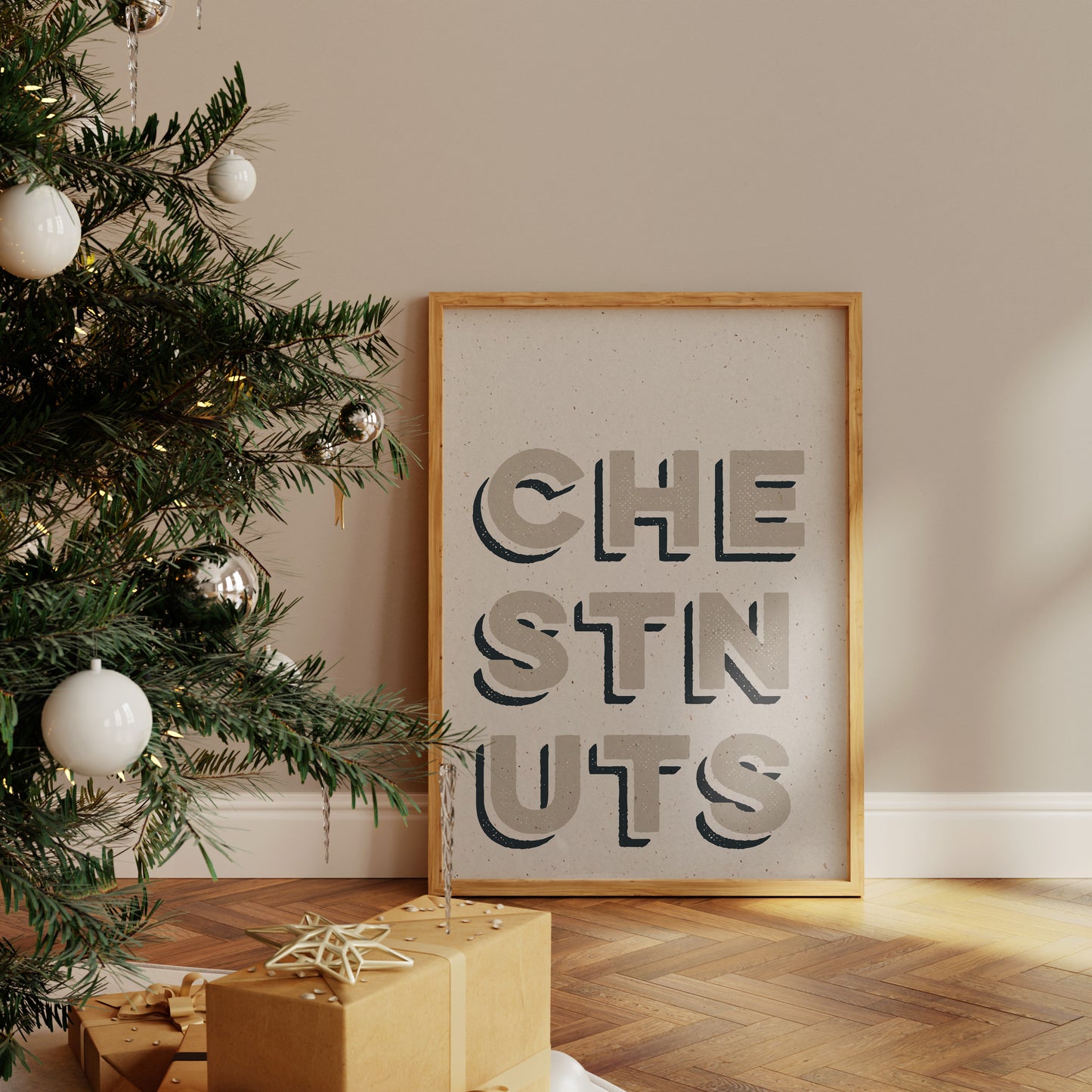 Chestnuts Textured Christmas Print