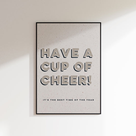 Cup of Cheer Textured Christmas Print