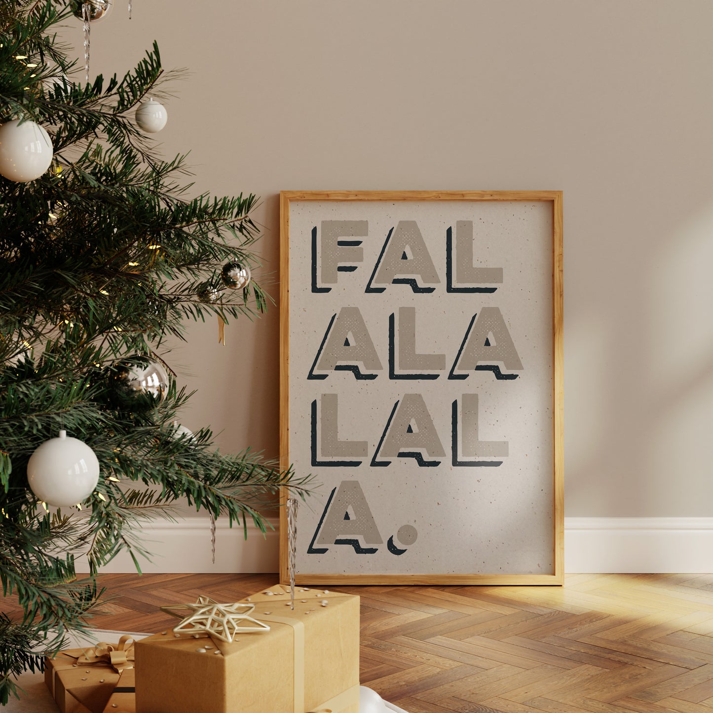 Falalalala Textured Christmas Print