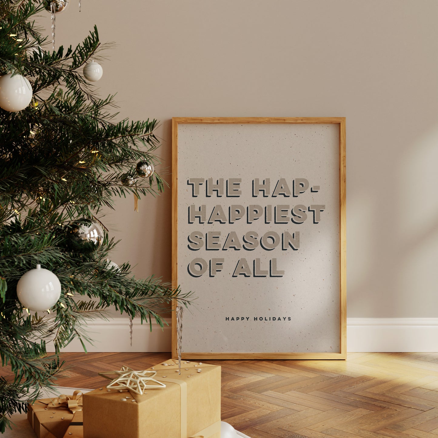 Hap-happiest Season Textured Christmas Print
