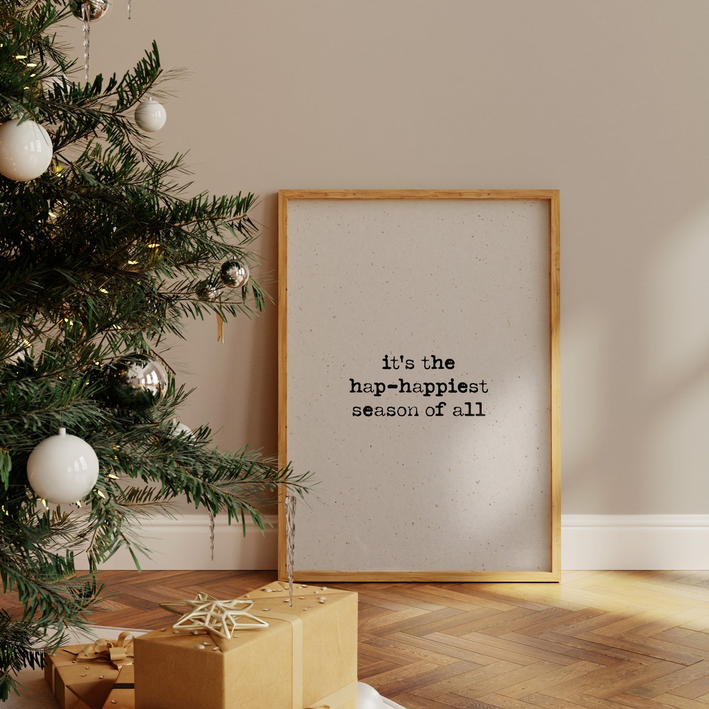 Hap-Happiest Season Of All Textured Christmas Print